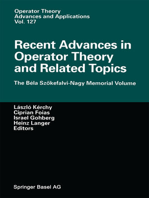 cover image of Recent Advances in Operator Theory and Related Topics
